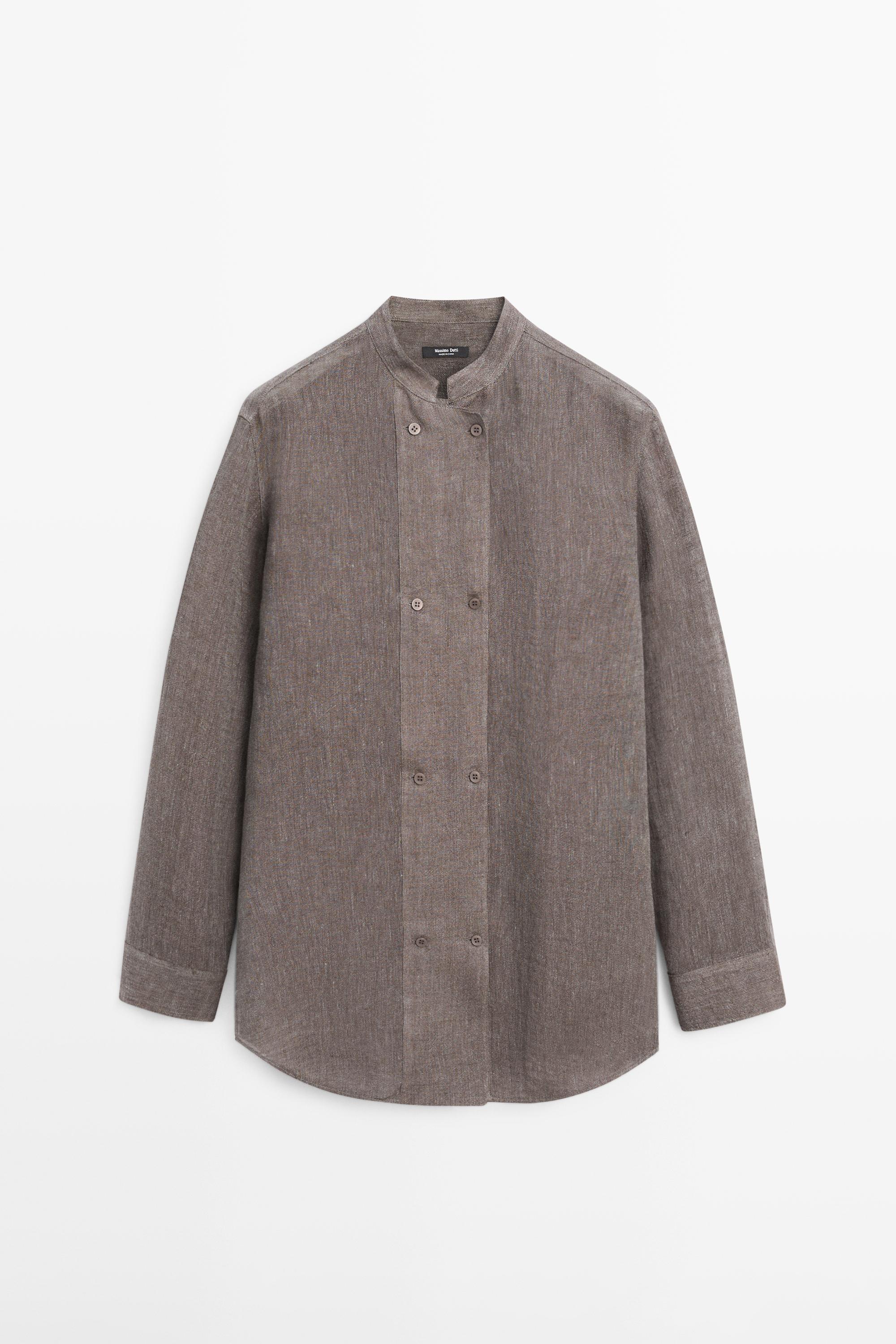 Flowing linen blend shirt with button details